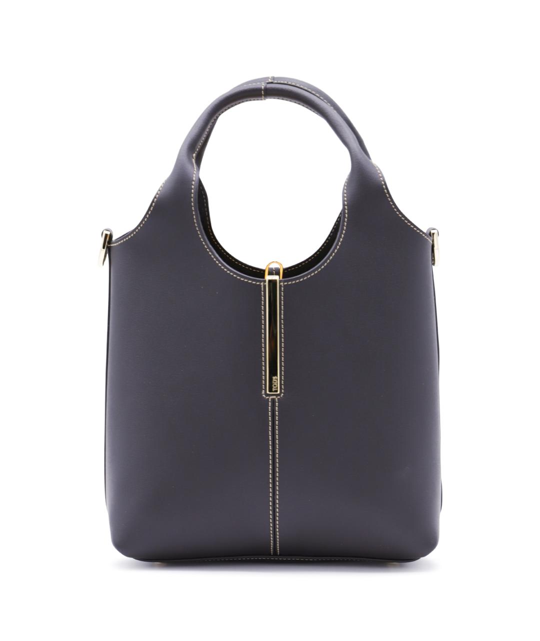 TOD'S Черная кожаная сумка тоут, фото 1