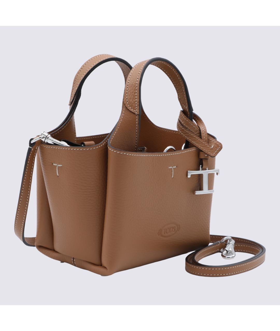 TOD'S Коричневая кожаная сумка тоут, фото 4