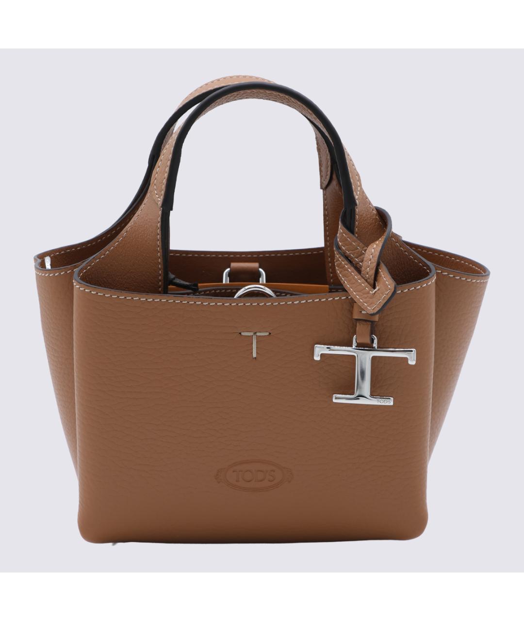 TOD'S Коричневая кожаная сумка тоут, фото 2