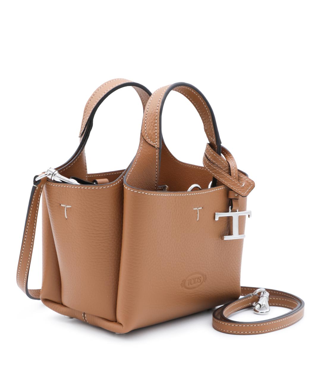 TOD'S Коричневая кожаная сумка тоут, фото 3