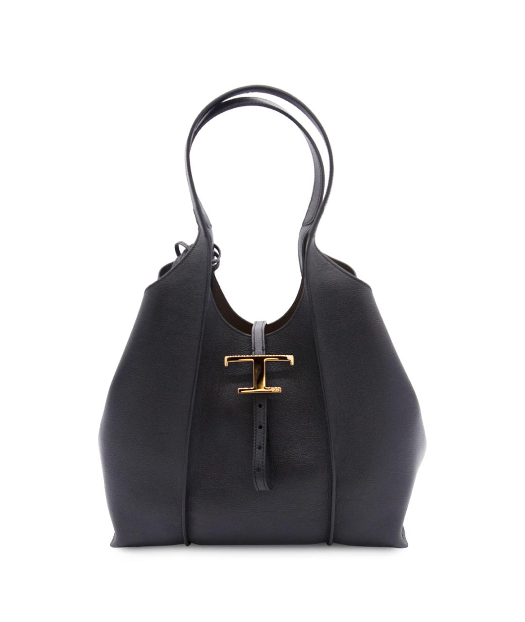 TOD'S Черная кожаная сумка тоут, фото 1