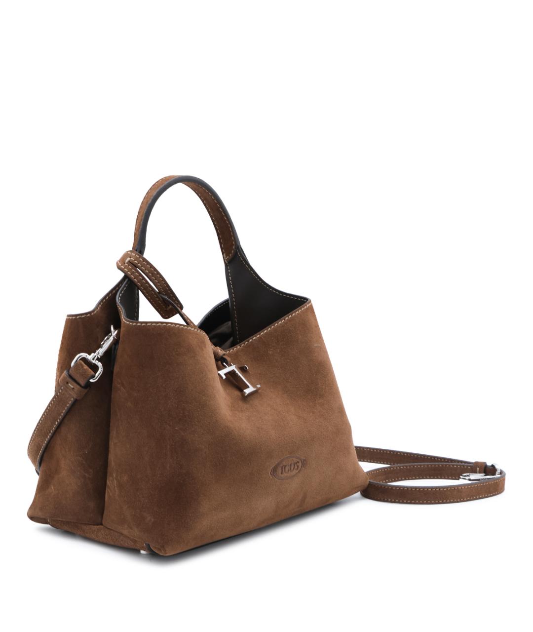 TOD'S Коричневая кожаная сумка тоут, фото 2