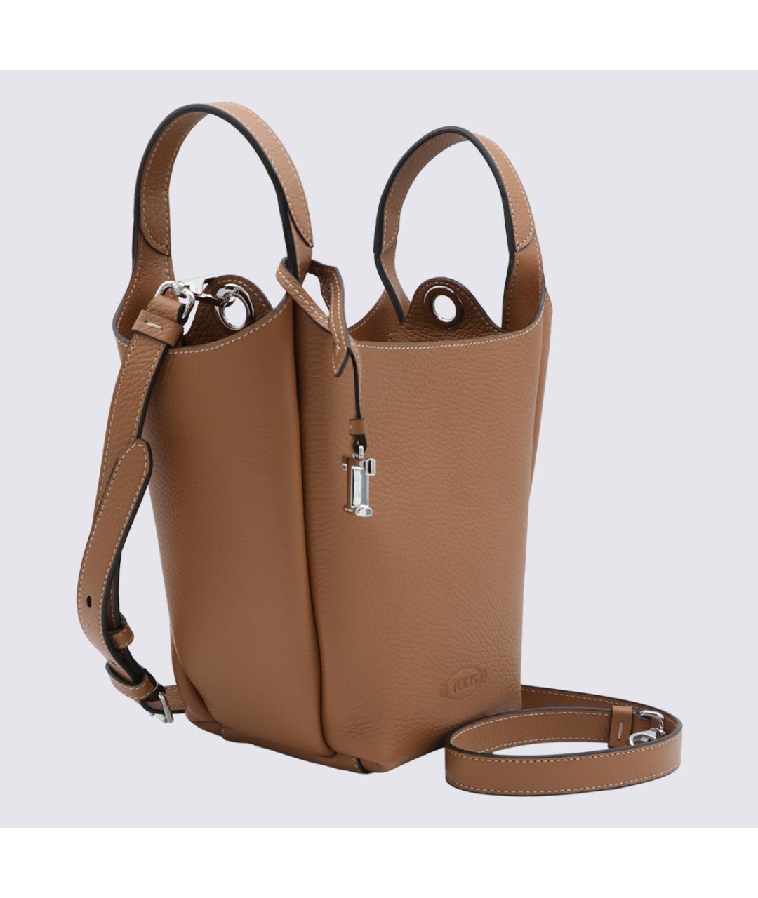 TOD'S Коричневая кожаная сумка тоут, фото 4