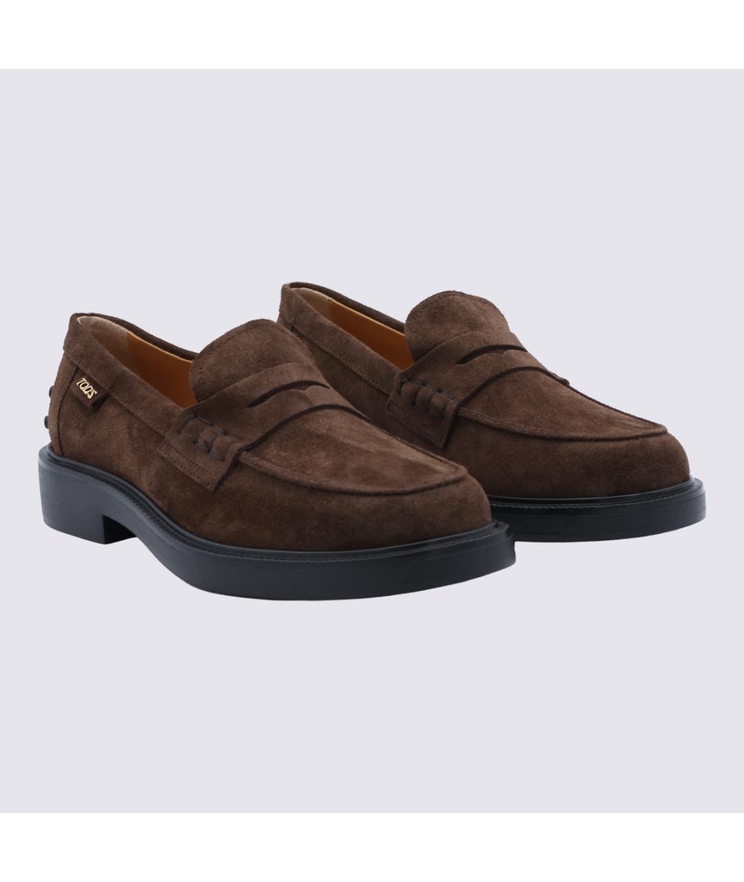 TOD'S Коричневые замшевые лоферы, фото 4