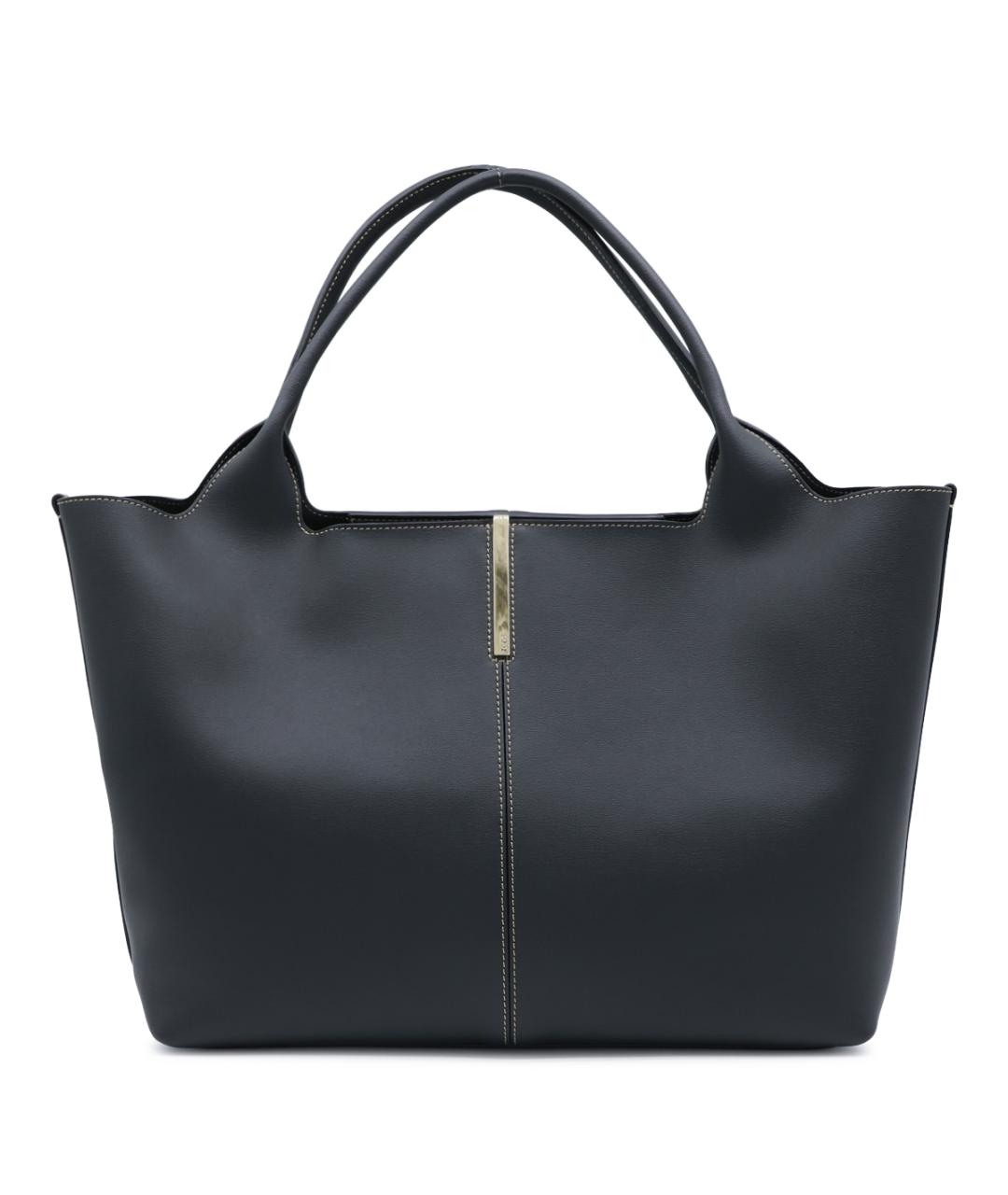TOD'S Черная кожаная сумка тоут, фото 1
