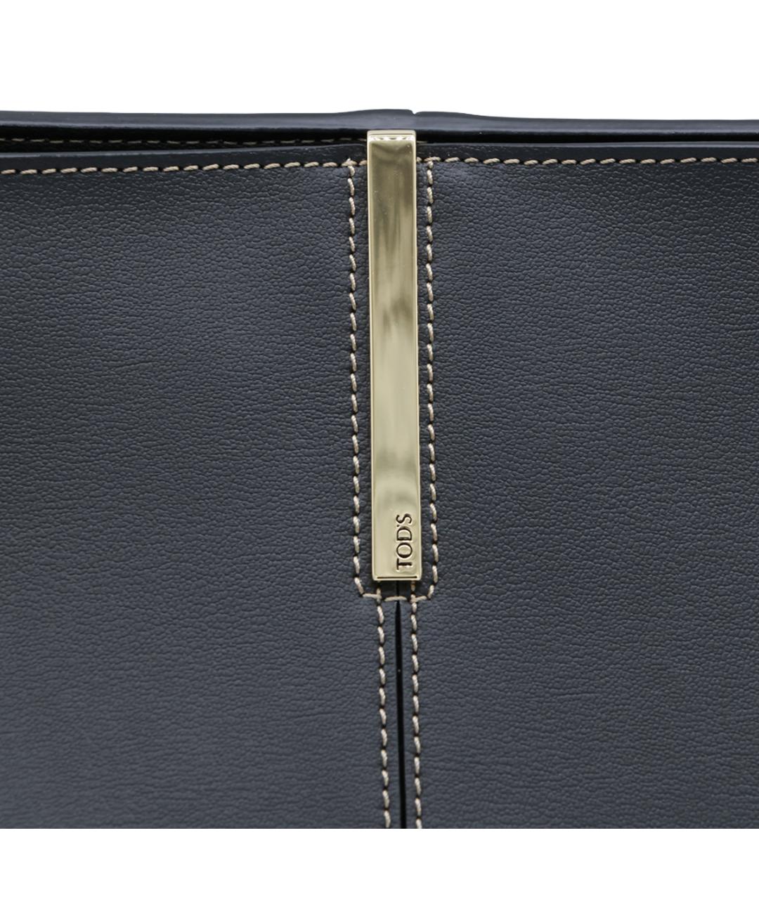 TOD'S Черная кожаная сумка тоут, фото 4