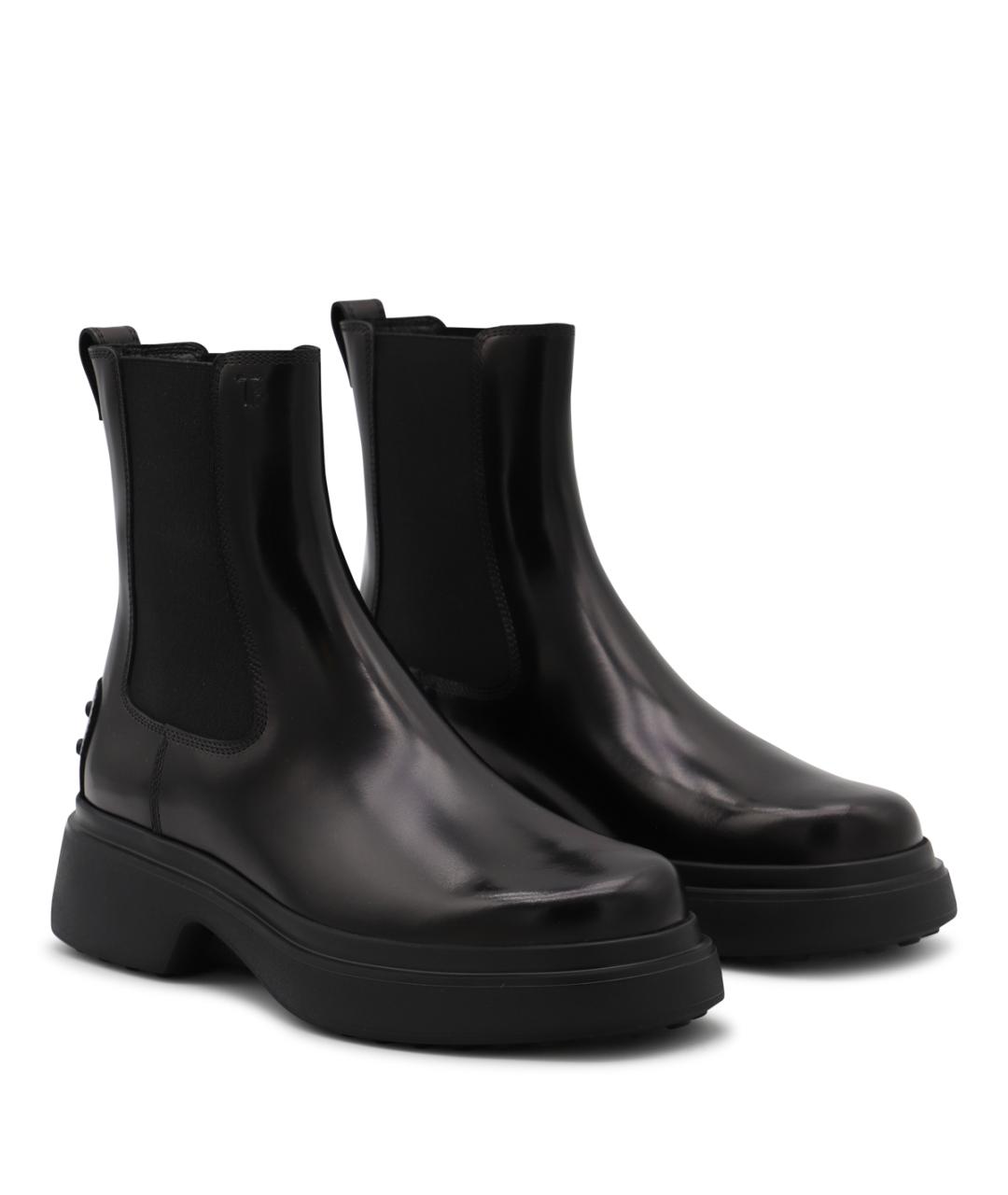 TOD'S Черные кожаные ботинки, фото 2