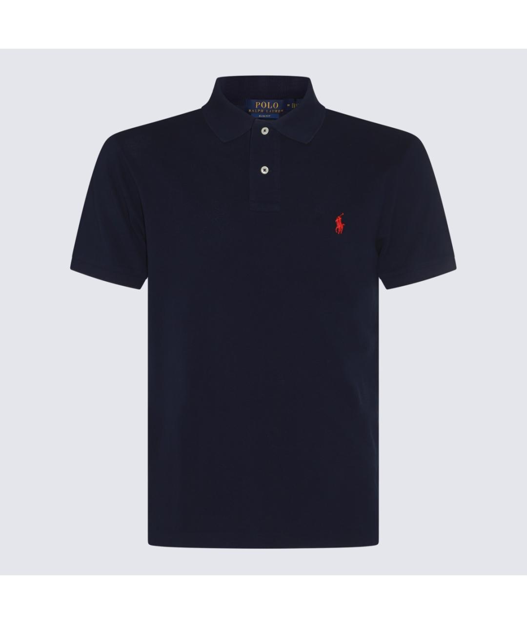 POLO RALPH LAUREN Темно-синее хлопковое поло с коротким рукавом, фото 4