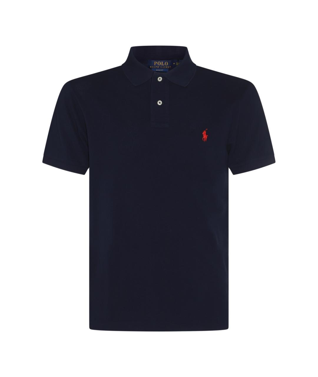 POLO RALPH LAUREN Темно-синее хлопковое поло с коротким рукавом, фото 1