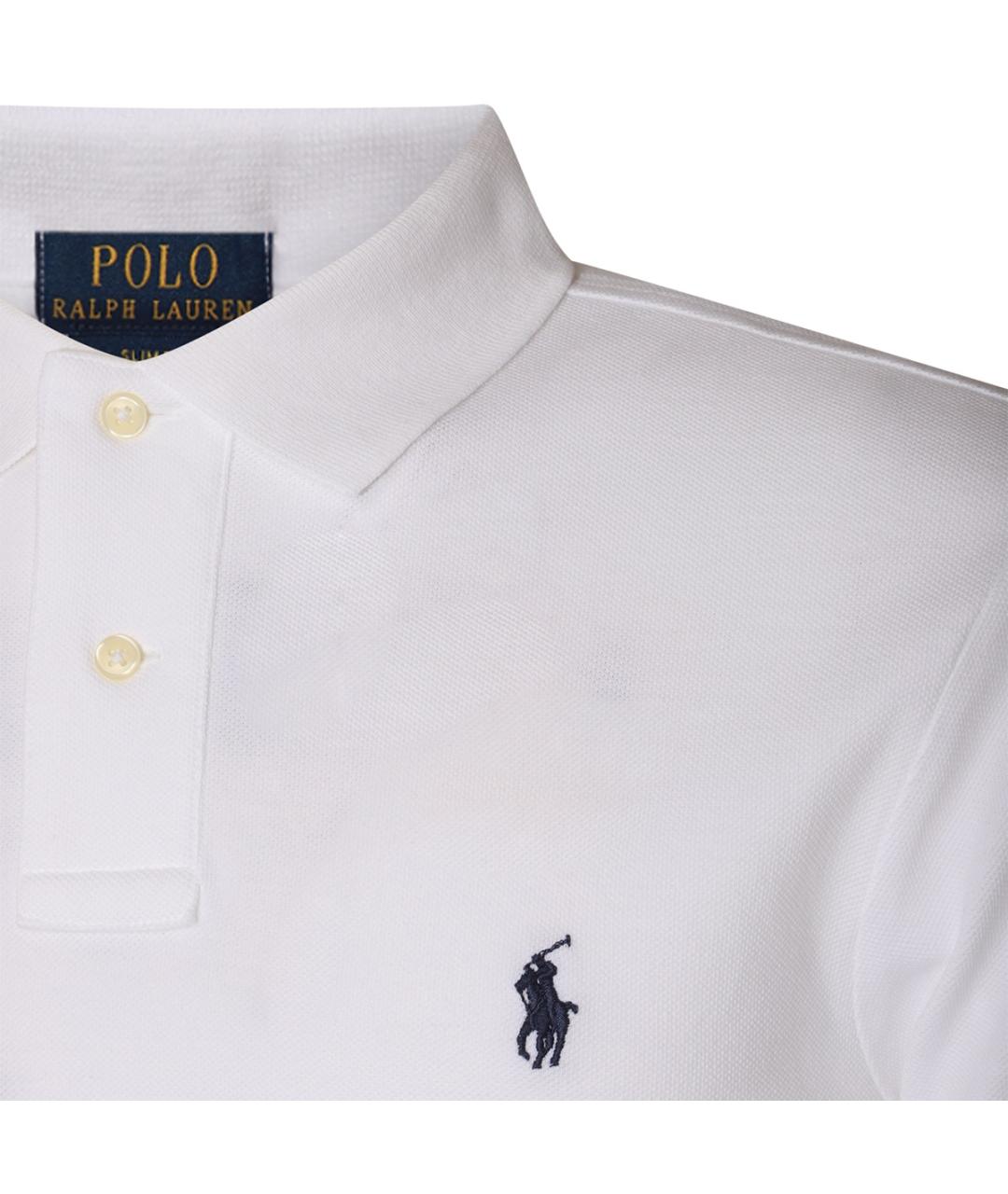 POLO RALPH LAUREN Белое хлопковое поло с коротким рукавом, фото 3