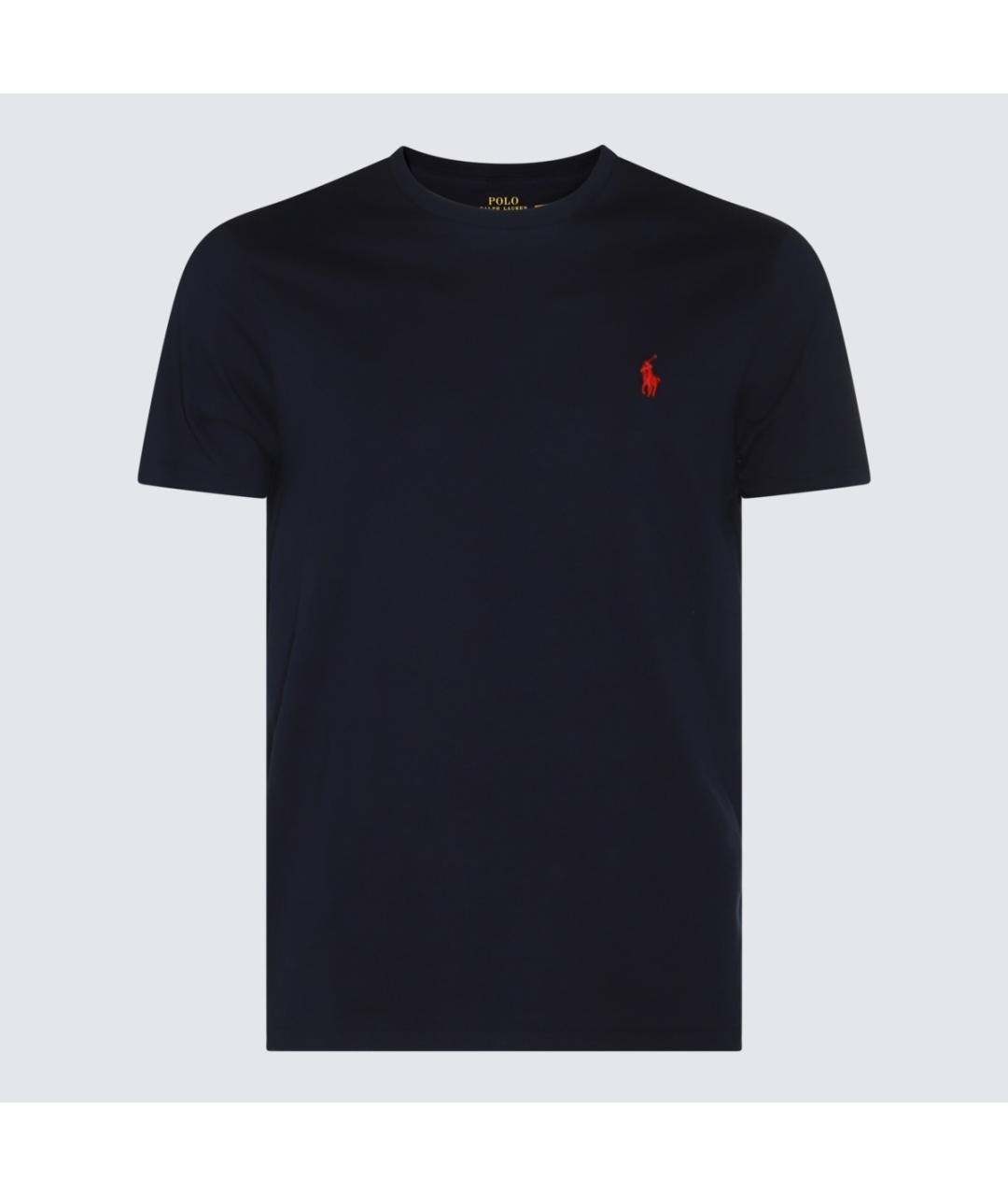 POLO RALPH LAUREN Темно-синяя хлопковая футболка, фото 4
