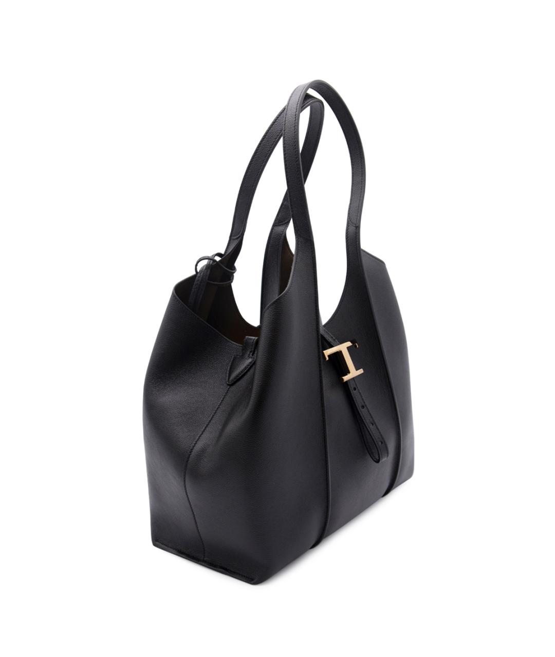 TOD'S Черная кожаная сумка тоут, фото 2