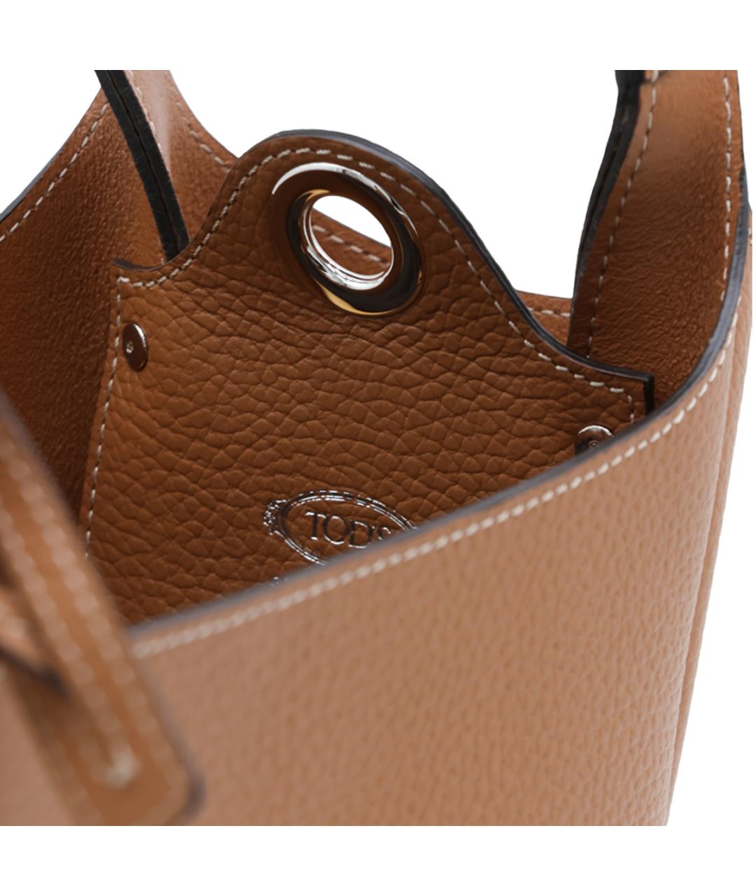 TOD'S Коричневая кожаная сумка тоут, фото 7