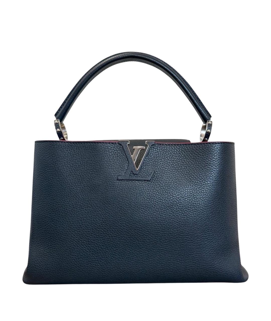 LOUIS VUITTON Темно-синяя кожаная сумка с короткими ручками, фото 1
