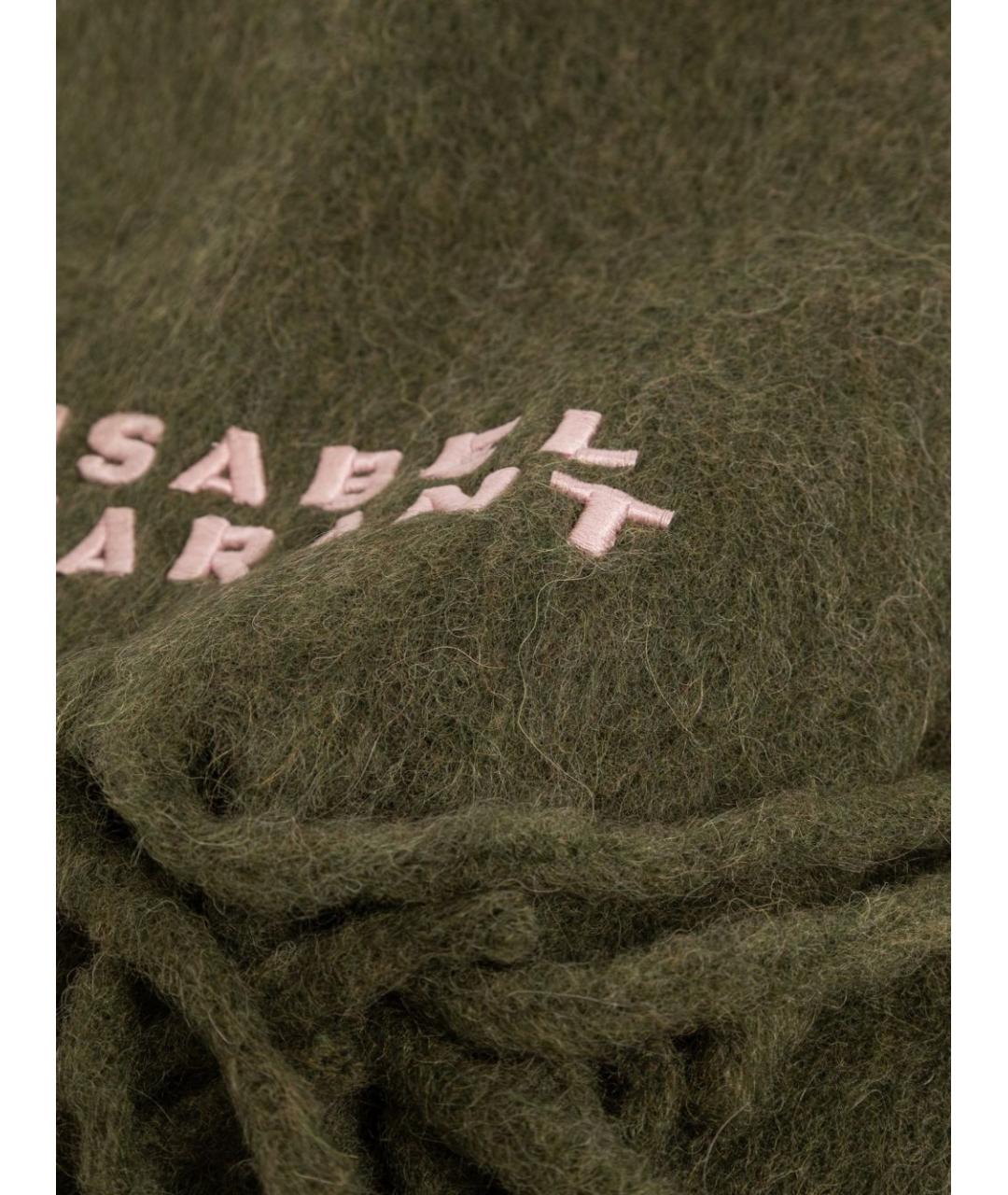 ISABEL MARANT Зеленый шерстяной шарф, фото 4