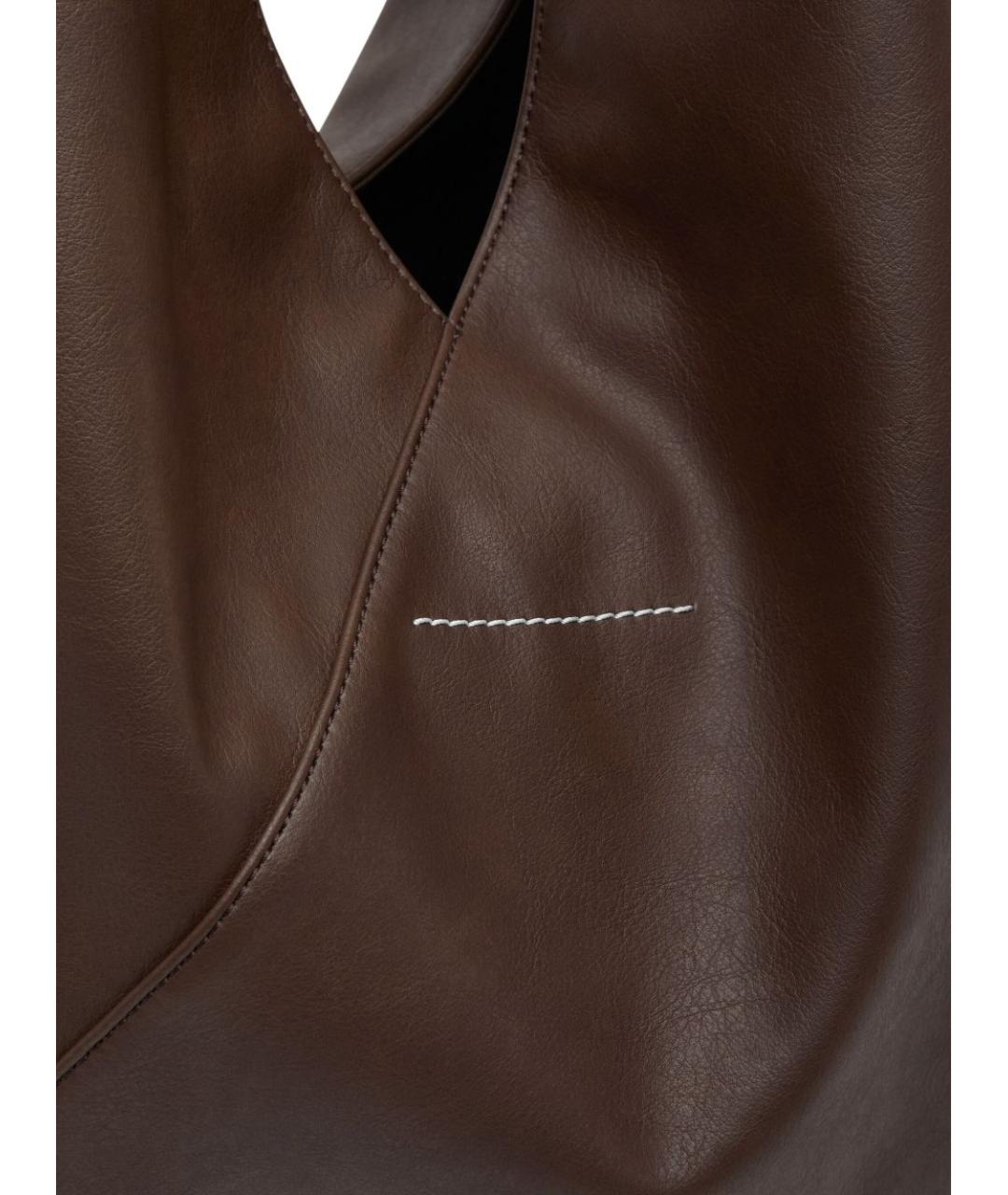 MM6 MAISON MARGIELA Коричневая сумка с короткими ручками из искусственной кожи, фото 4