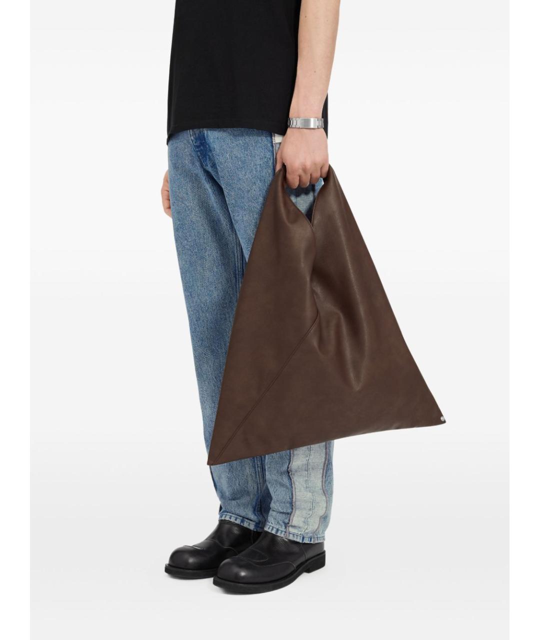 MM6 MAISON MARGIELA Коричневая сумка с короткими ручками из искусственной кожи, фото 2