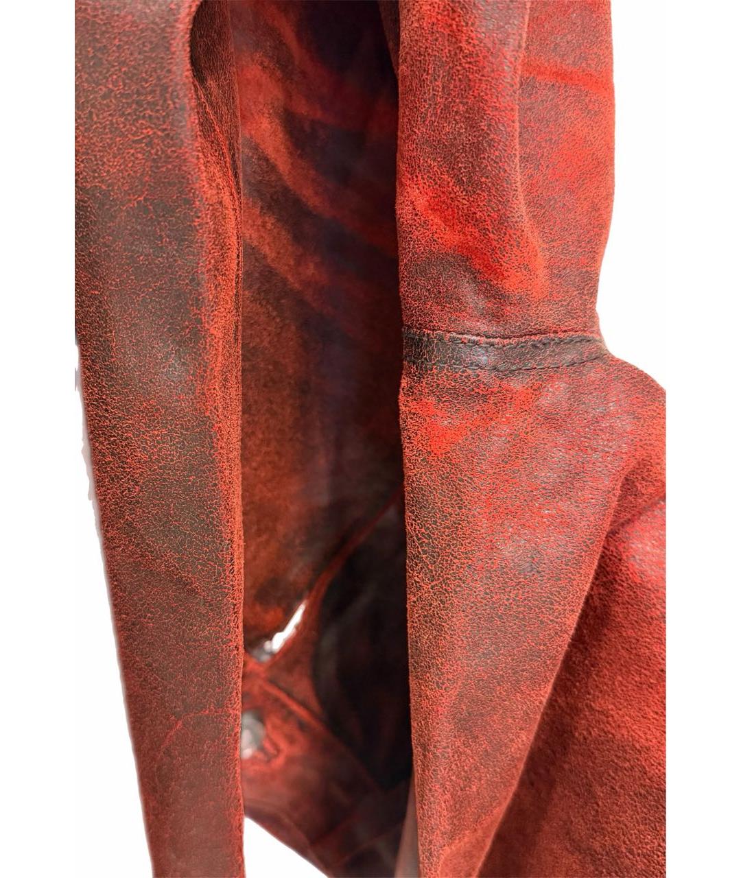 ANN DEMEULEMEESTER Бордовые кожаные брюки широкие, фото 5