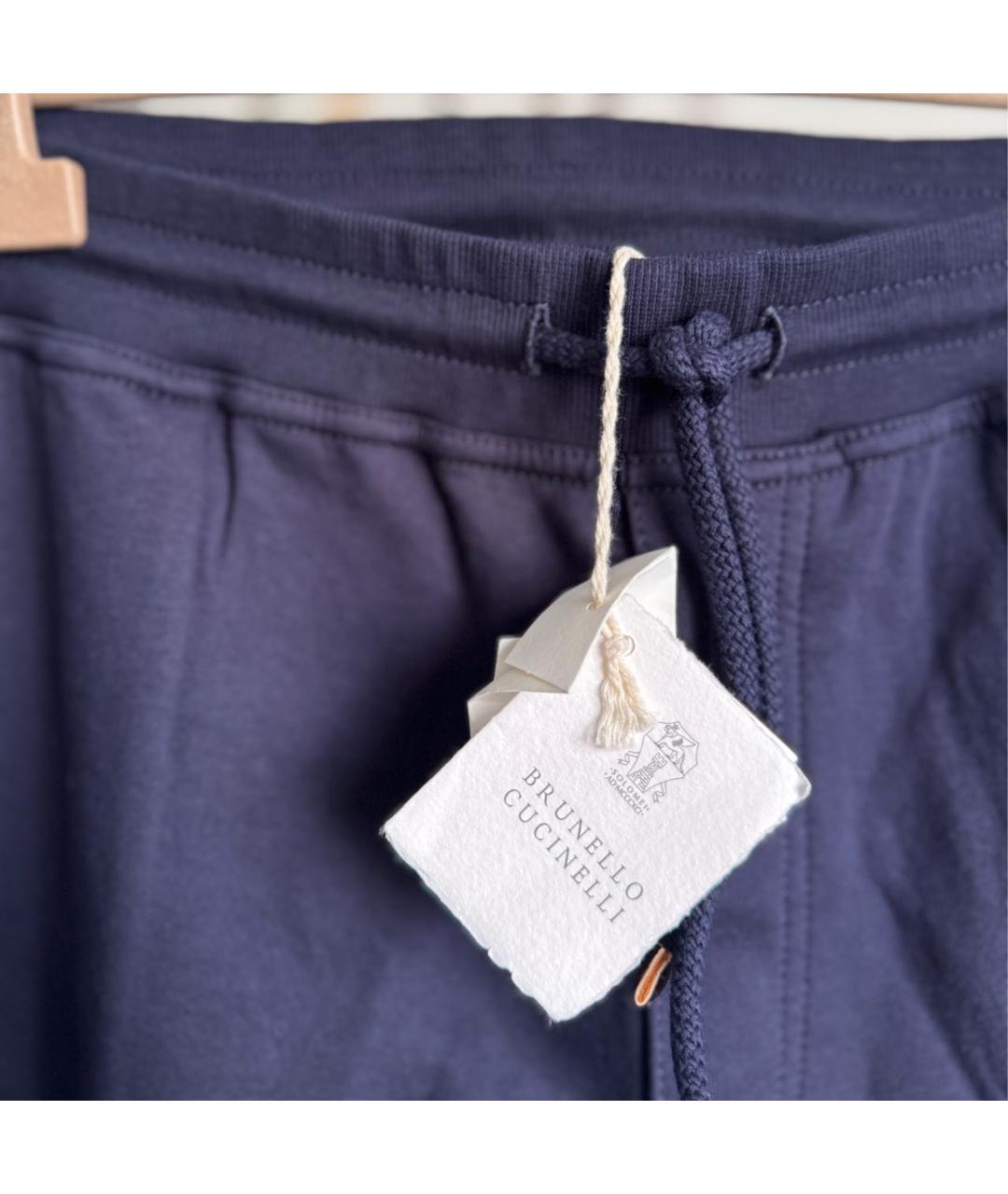 BRUNELLO CUCINELLI Темно-синие хлопко-эластановые шорты, фото 3