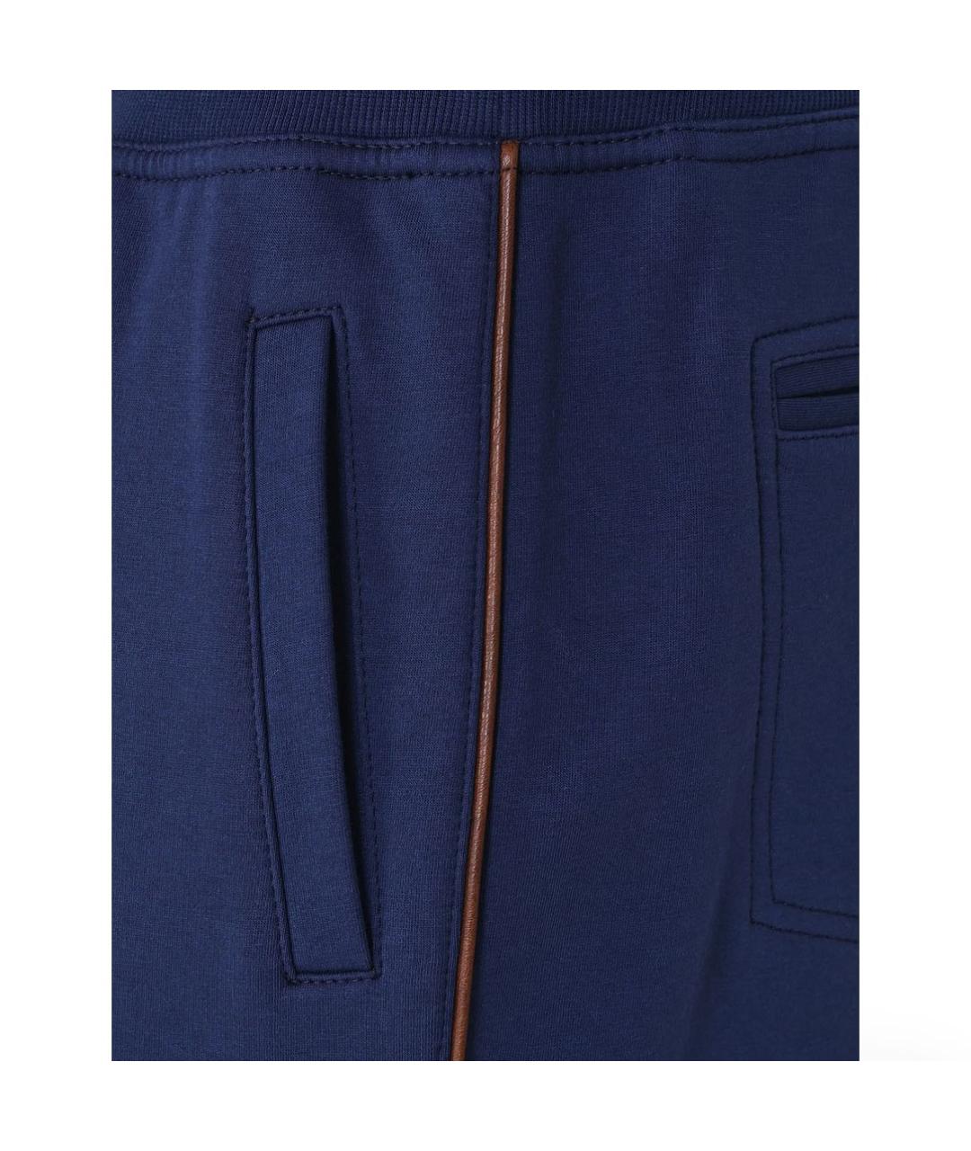 BRUNELLO CUCINELLI Темно-синие хлопко-эластановые шорты, фото 4