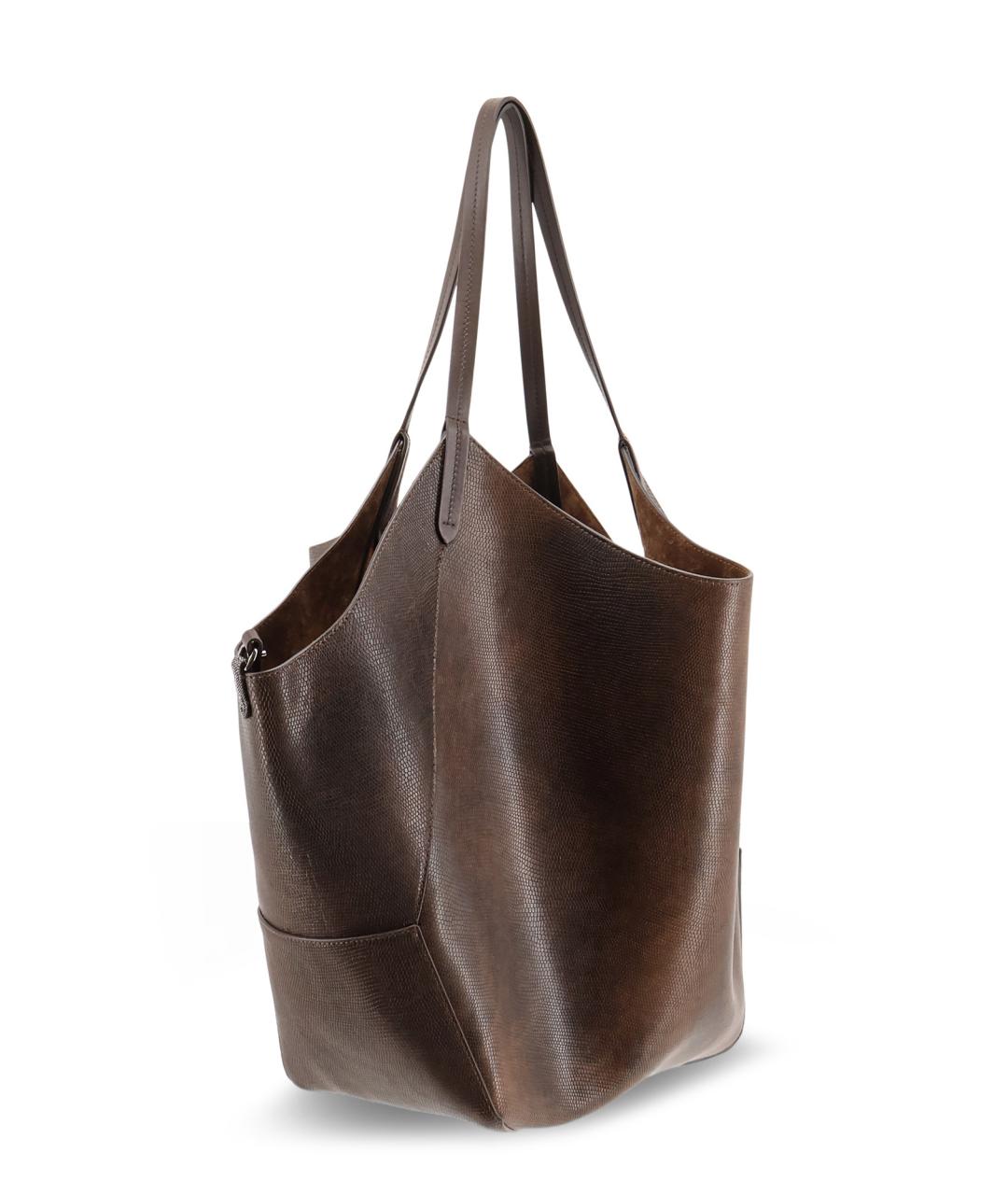 BRUNELLO CUCINELLI Коричневая кожаная сумка тоут, фото 3