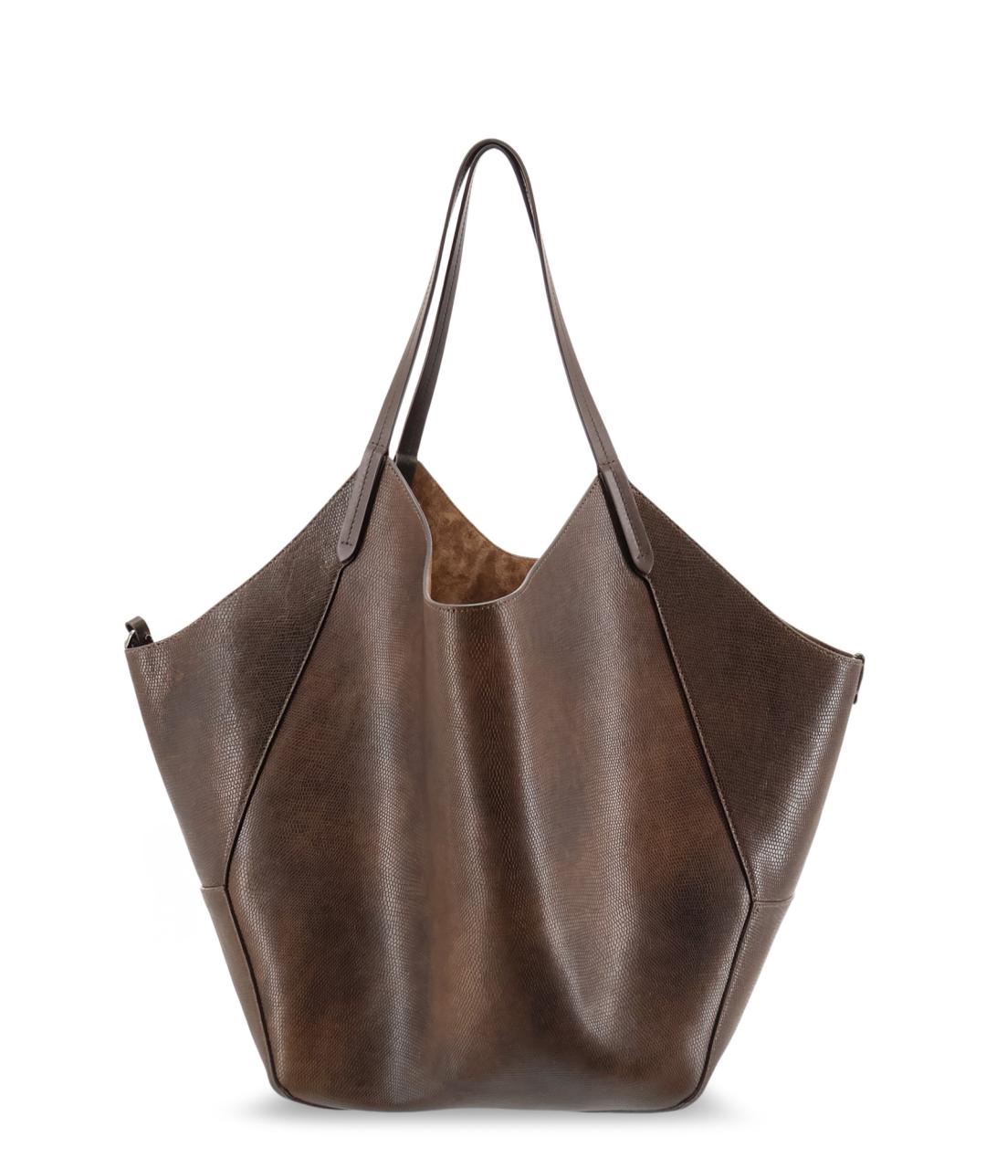 BRUNELLO CUCINELLI Коричневая кожаная сумка тоут, фото 1