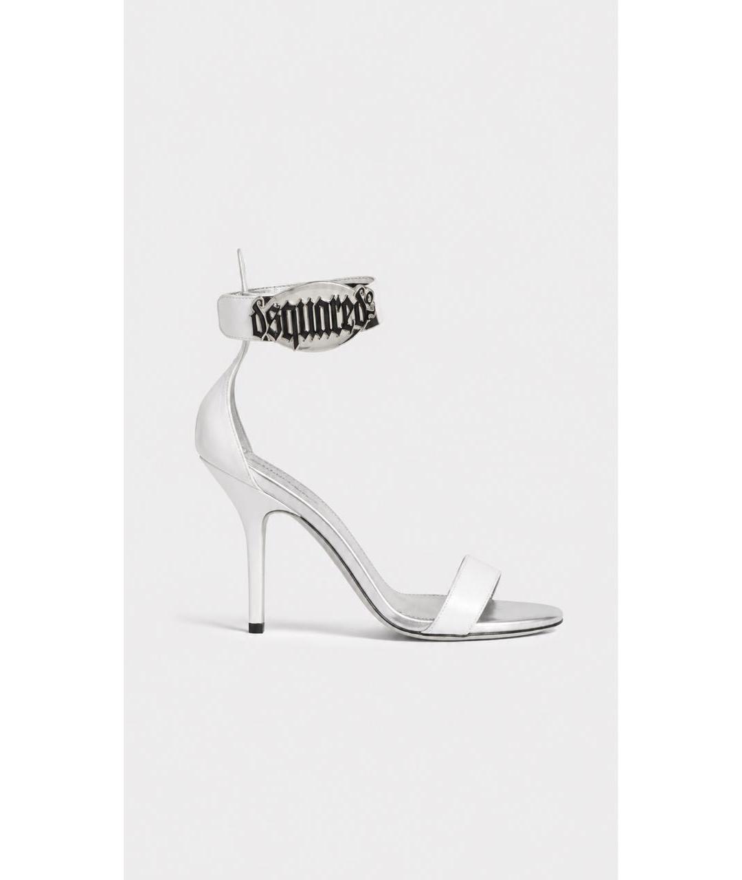 DSQUARED2 Белые кожаные босоножки, фото 7