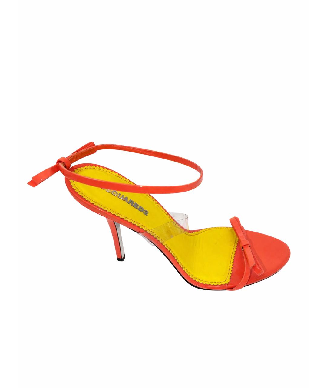 DSQUARED2 Оранжевые кожаные босоножки, фото 1