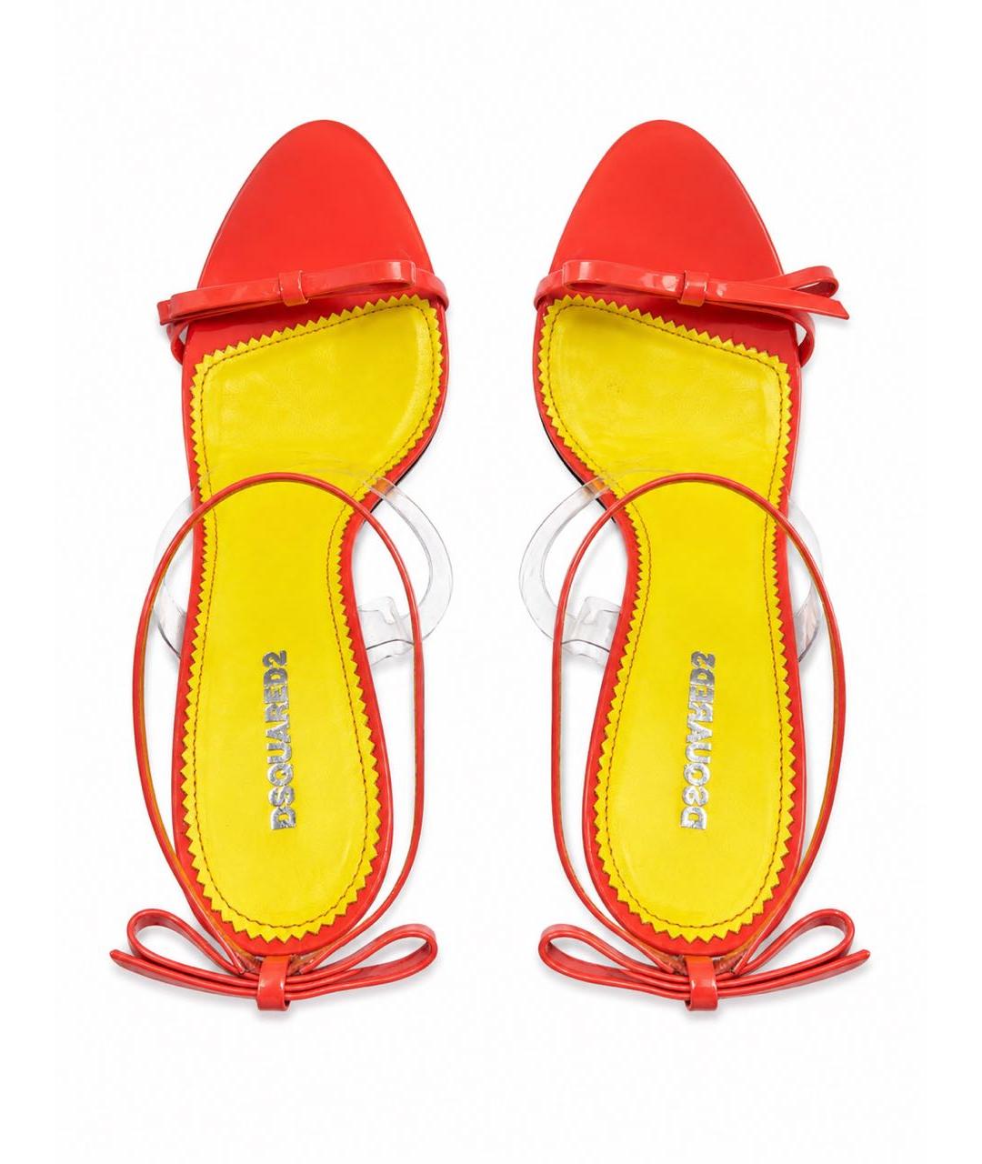 DSQUARED2 Оранжевые кожаные босоножки, фото 3
