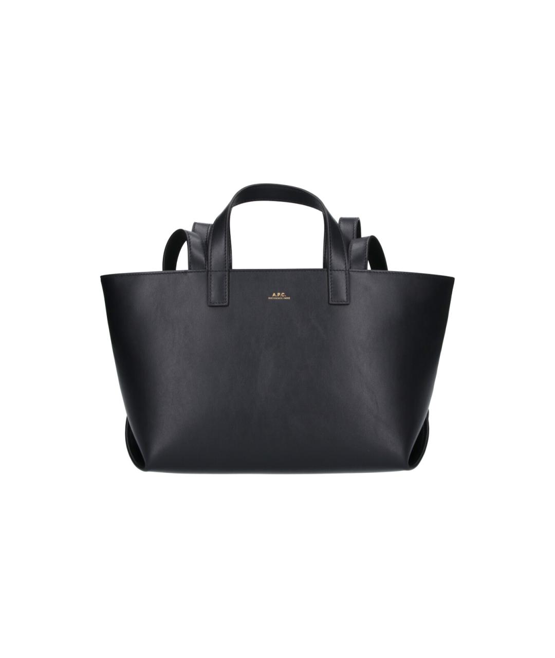 A.P.C. Черная кожаная сумка тоут, фото 1