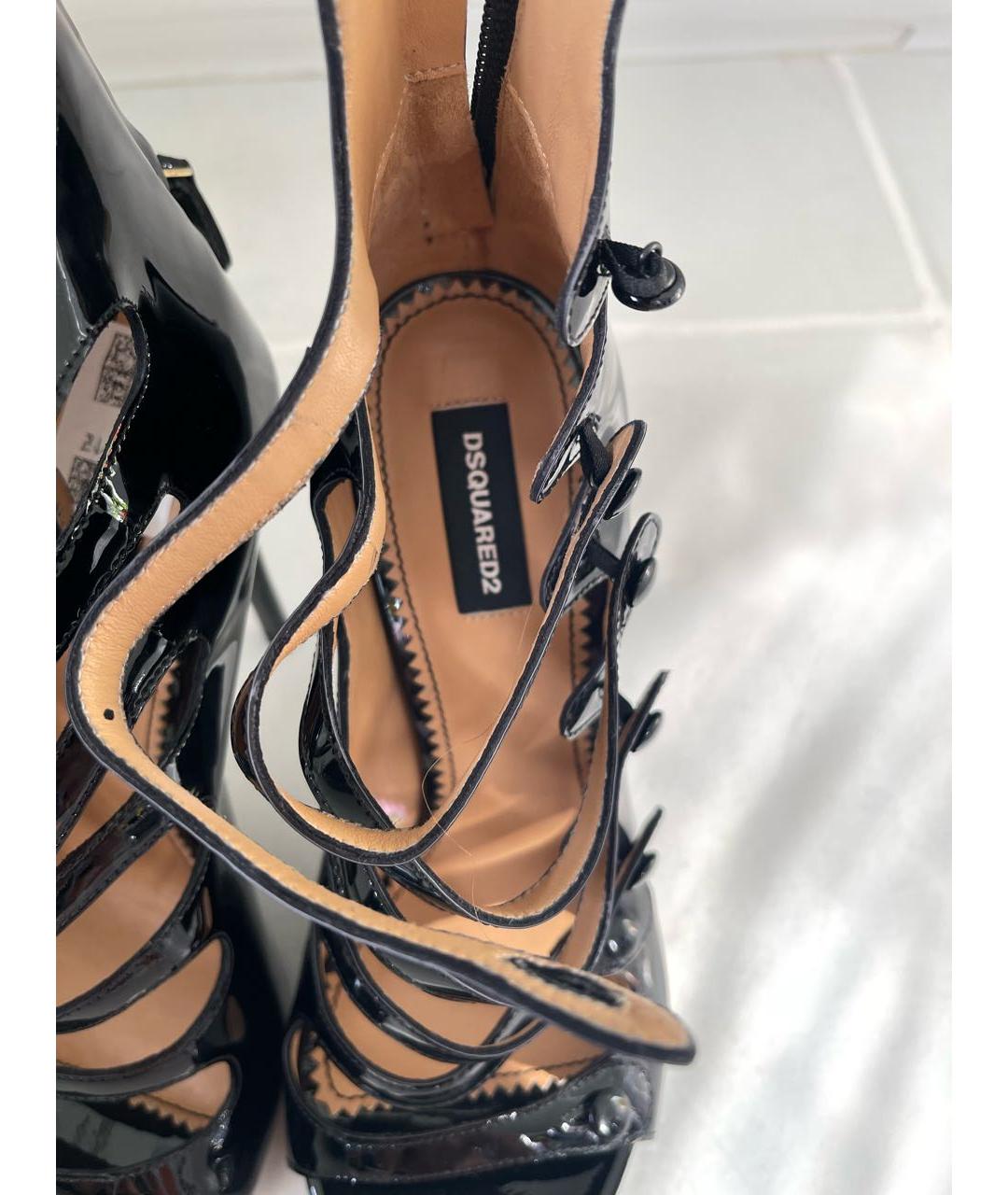 DSQUARED2 Черные кожаные босоножки, фото 8