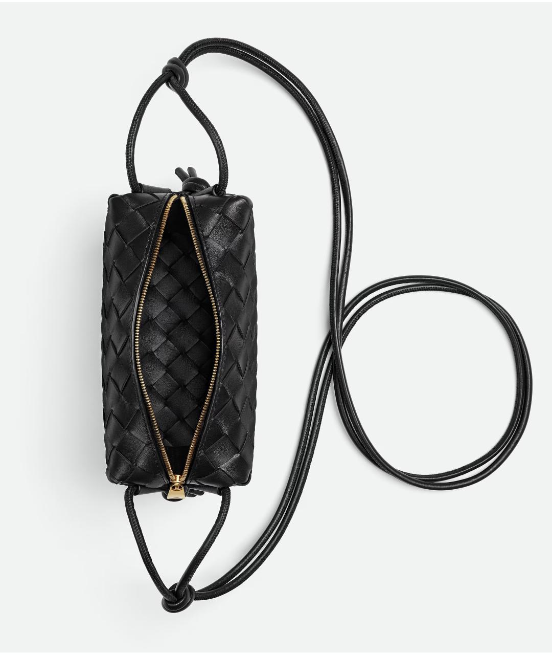 BOTTEGA VENETA Черная кожаная сумка через плечо, фото 3