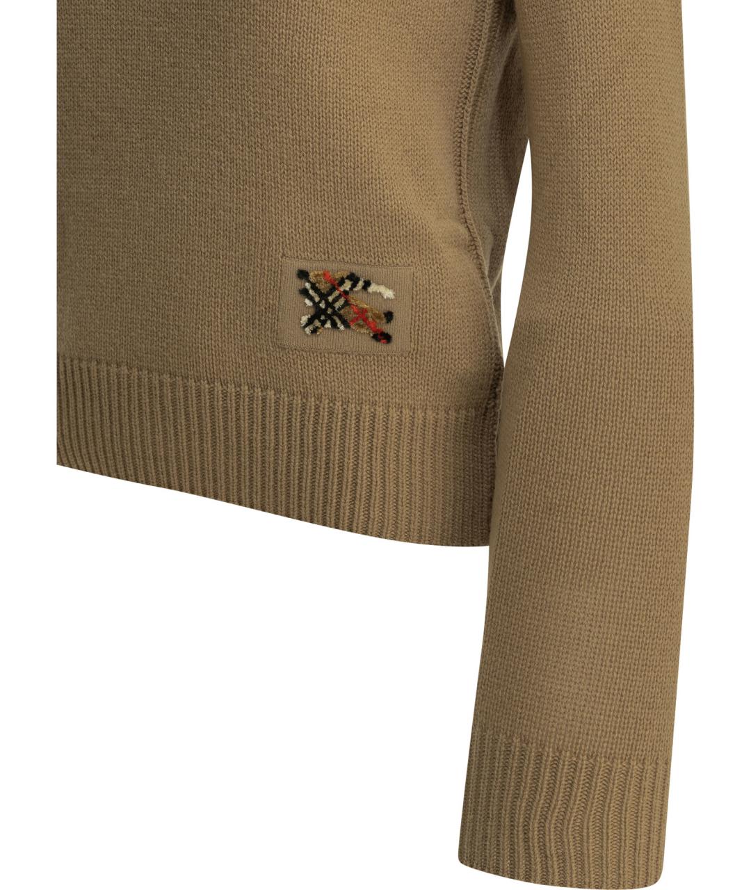 BURBERRY Коричневый шерстяной джемпер / свитер, фото 4