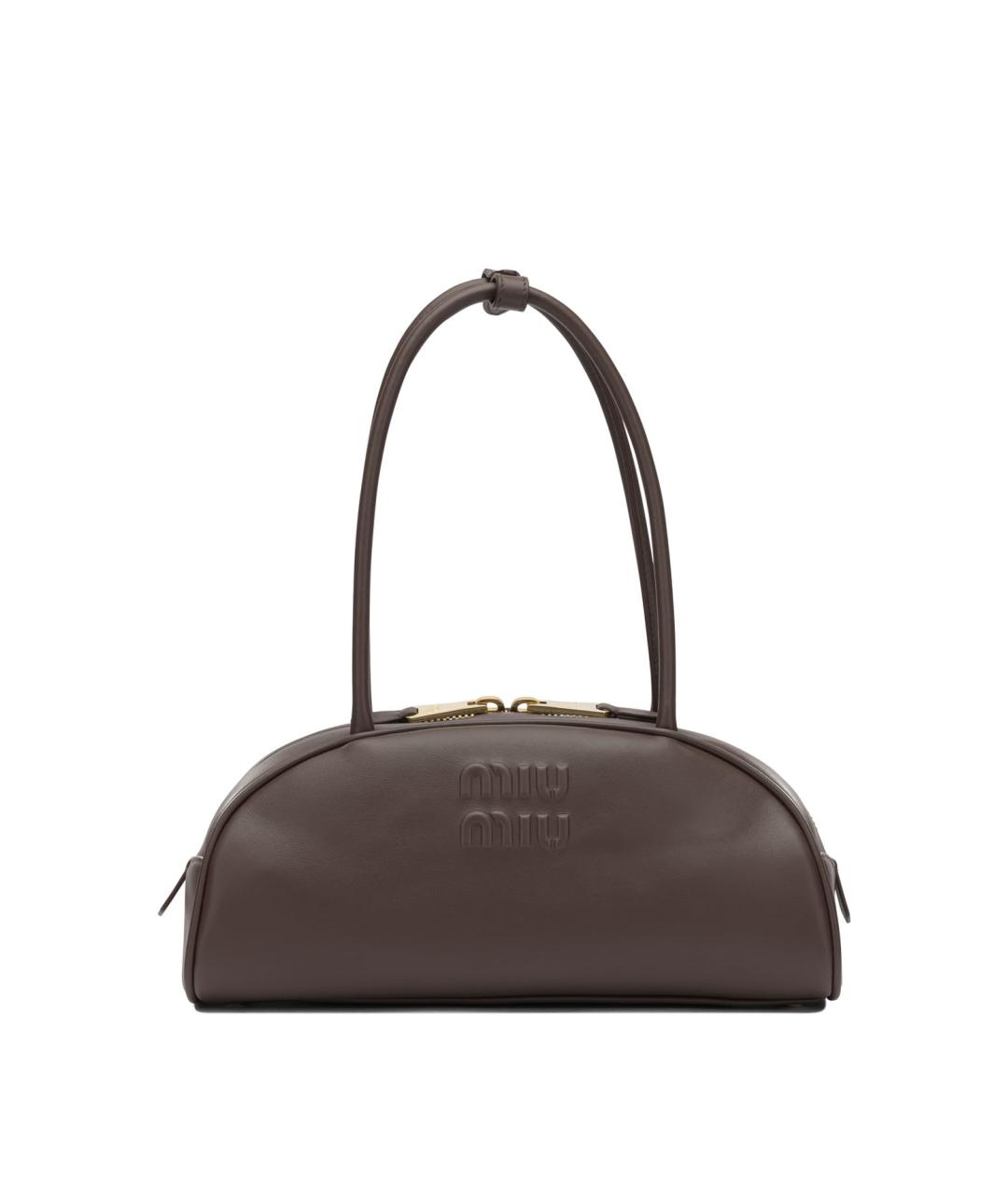 MIU MIU Коричневая кожаная сумка с короткими ручками, фото 1