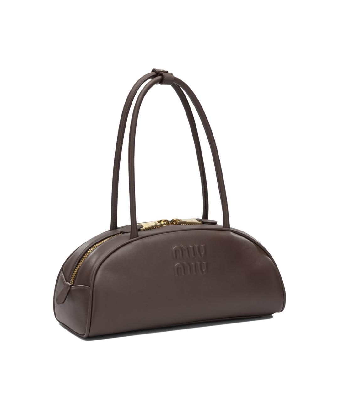 MIU MIU Коричневая кожаная сумка с короткими ручками, фото 2