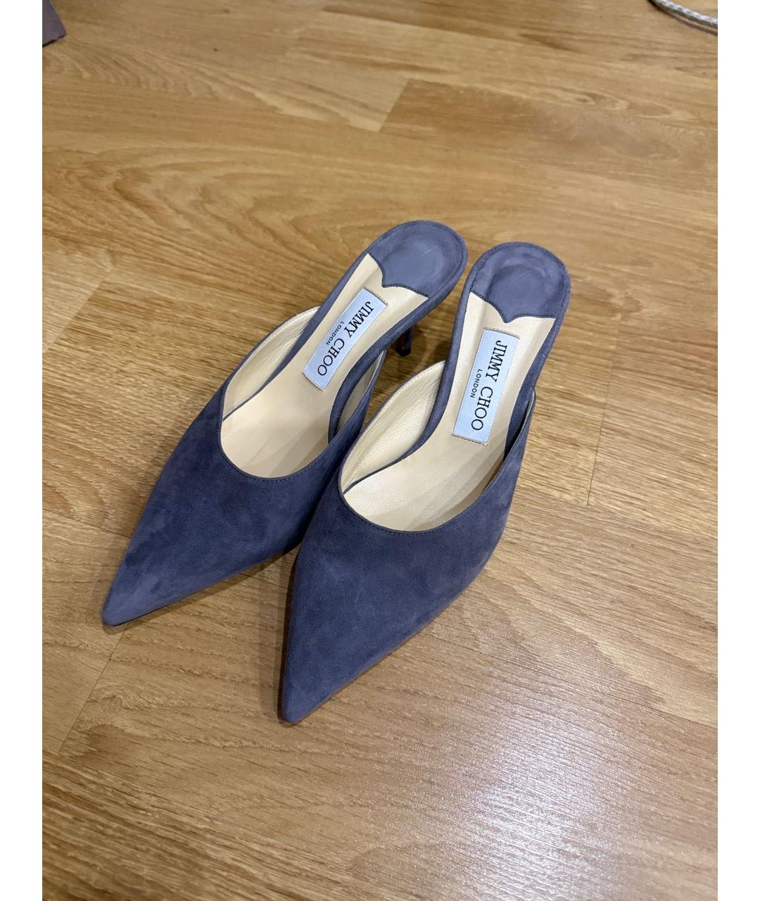 JIMMY CHOO Серые замшевые мюли, фото 3