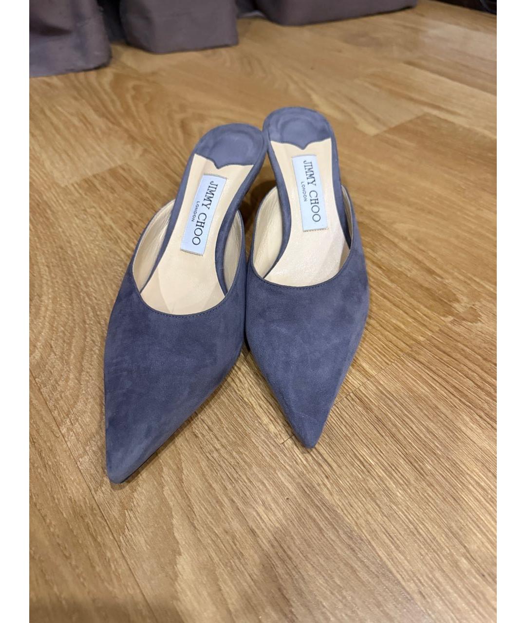 JIMMY CHOO Серые замшевые мюли, фото 2
