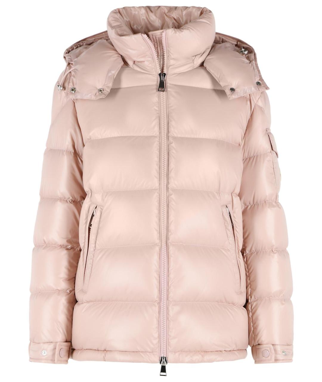 MONCLER Розовый полиамидовый пуховик, фото 1