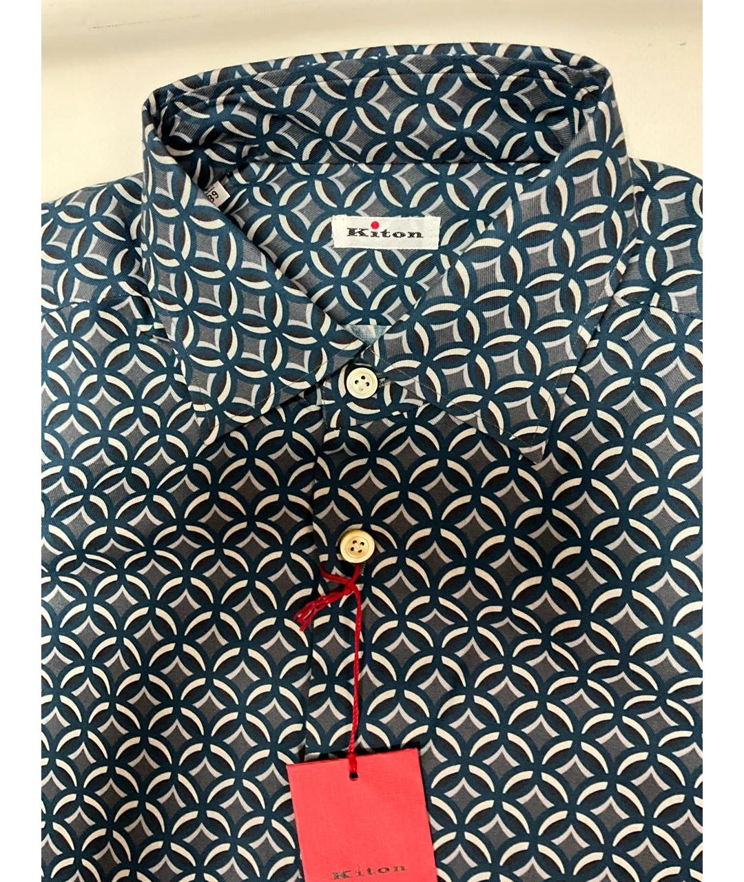 KITON Синяя хлопковая классическая рубашка, фото 7