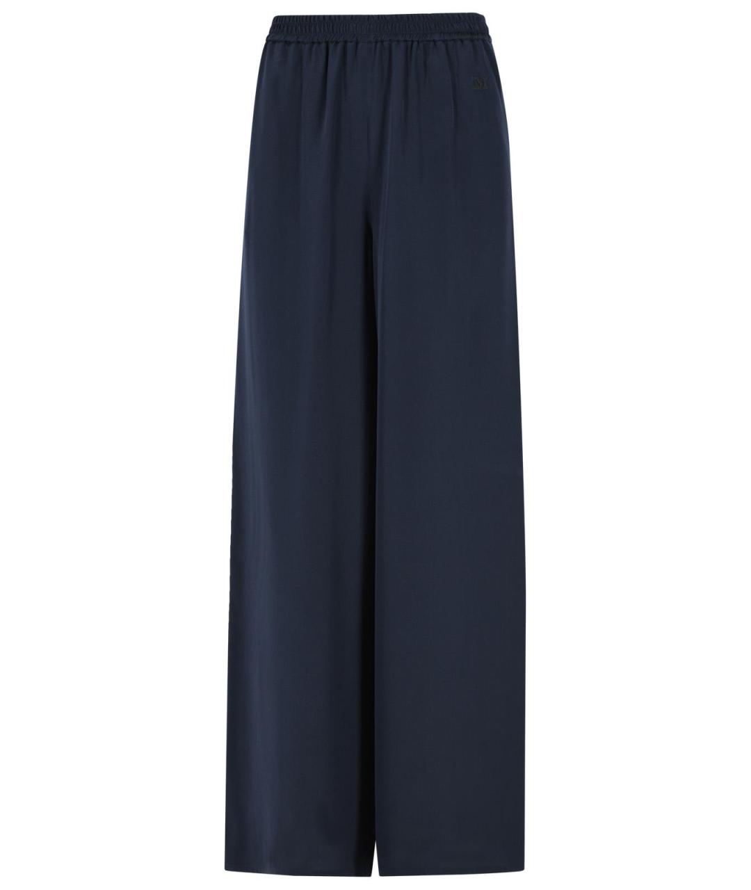MAX MARA Синие шелковые прямые брюки, фото 1