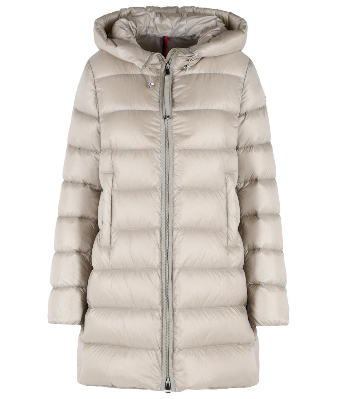 MONCLER Бежевый полиамидовый пуховик, фото 1