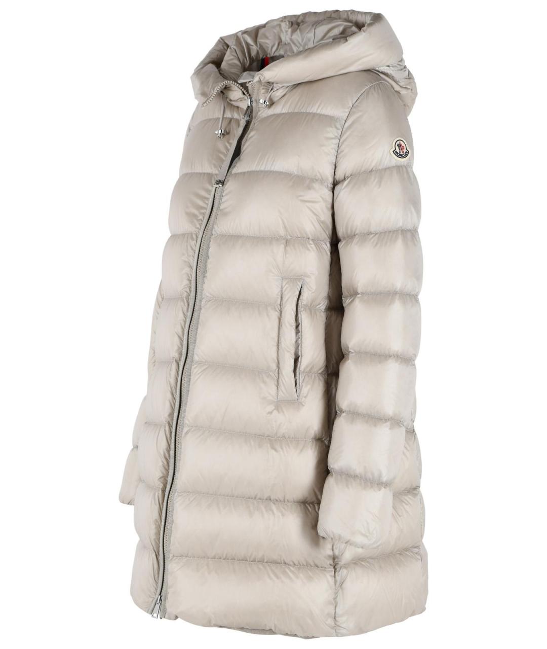 MONCLER Бежевый полиамидовый пуховик, фото 2