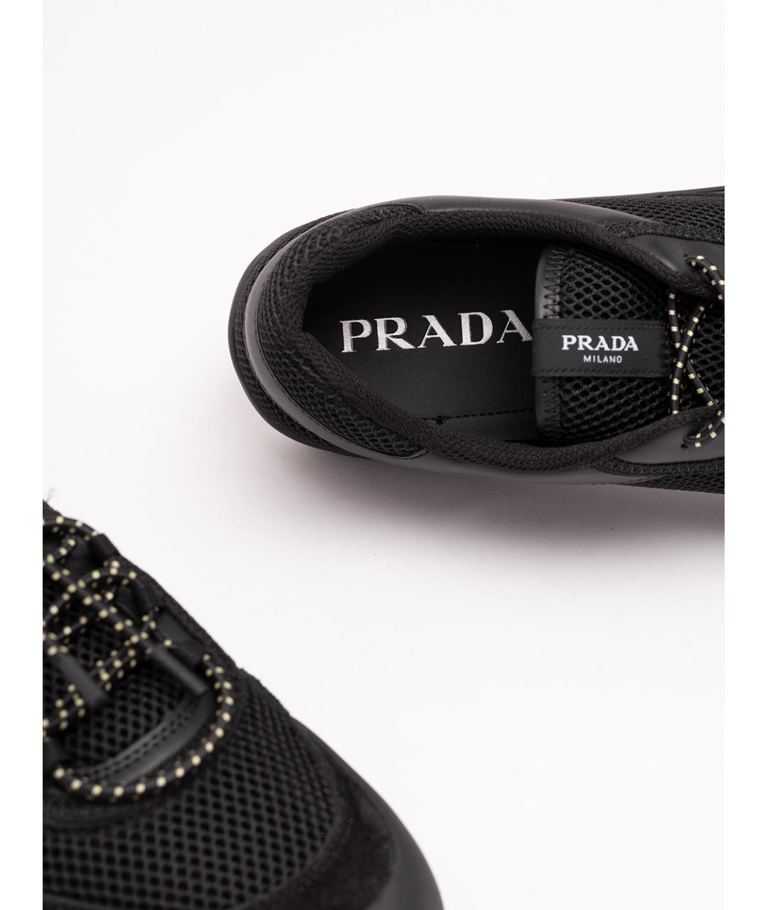 PRADA Черные синтетические низкие кроссовки / кеды, фото 6