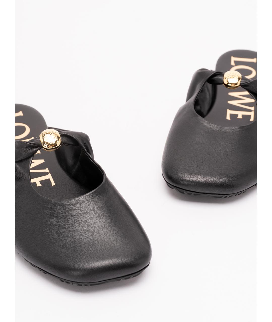 LOEWE Черные кожаные мюли, фото 4