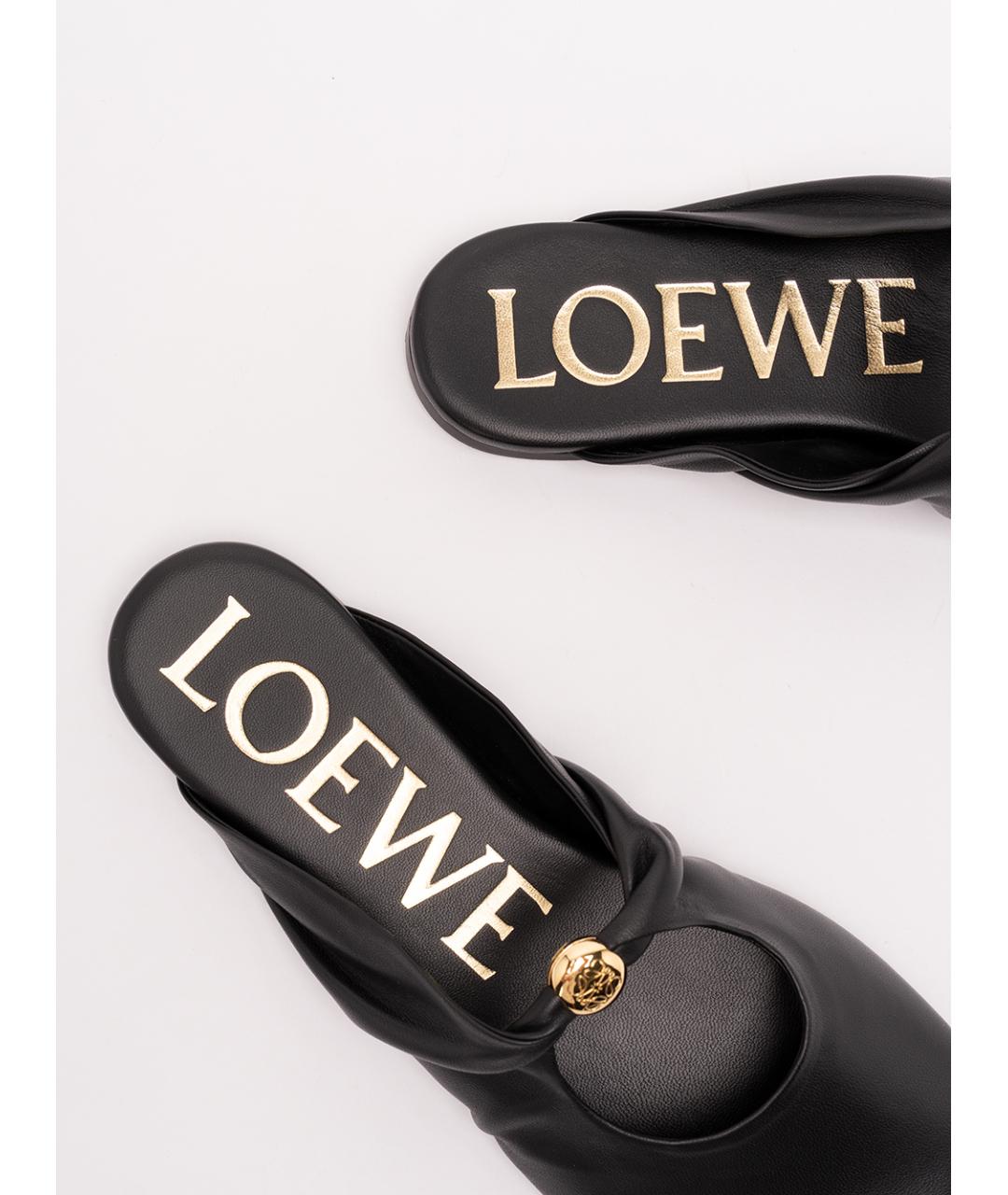 LOEWE Черные кожаные мюли, фото 5