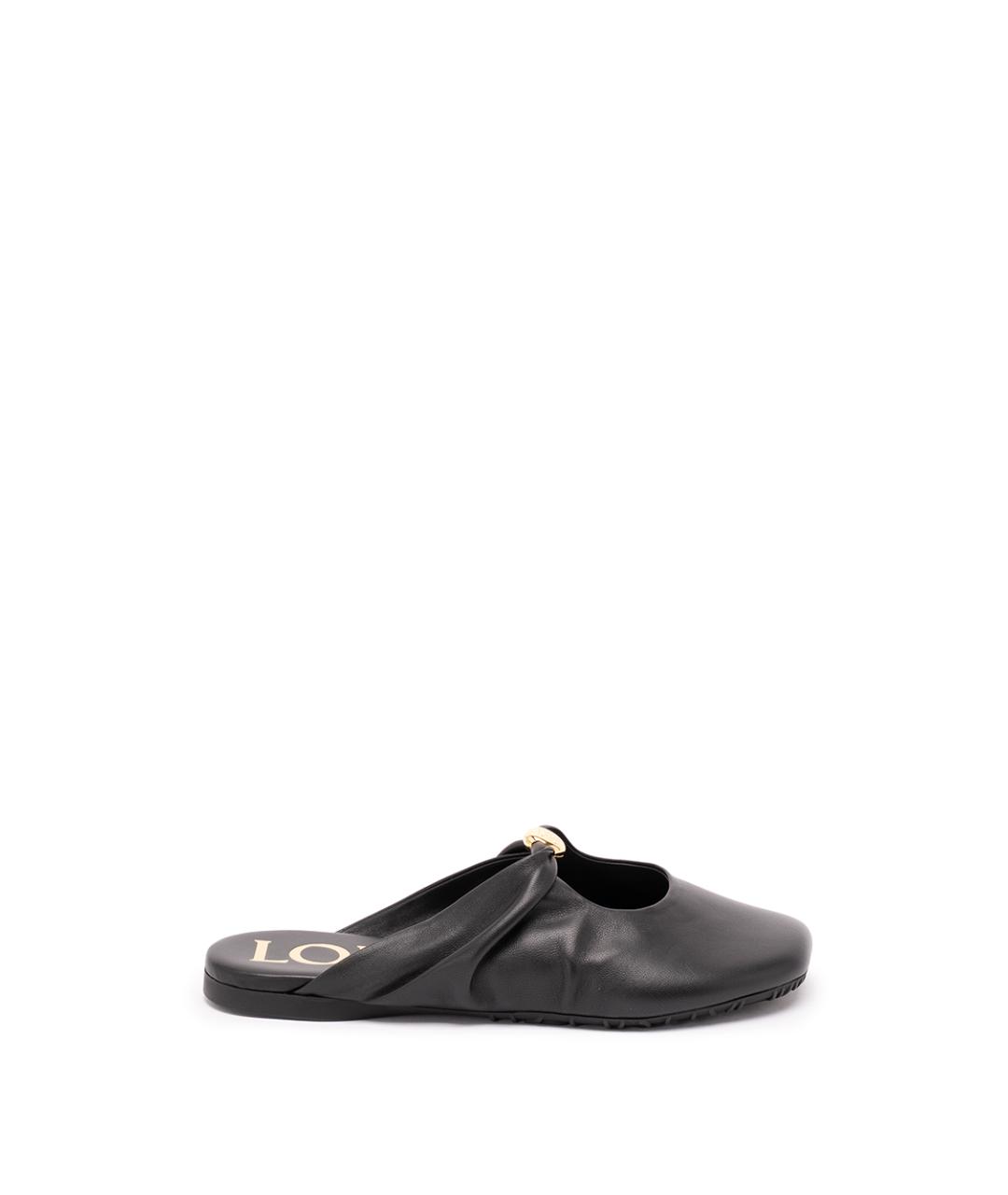 LOEWE Черные кожаные мюли, фото 1