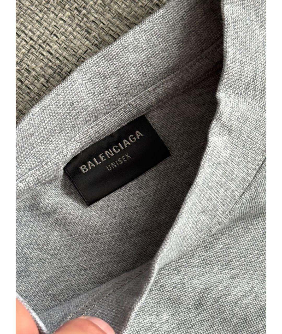 BALENCIAGA Серая хлопковая футболка, фото 5