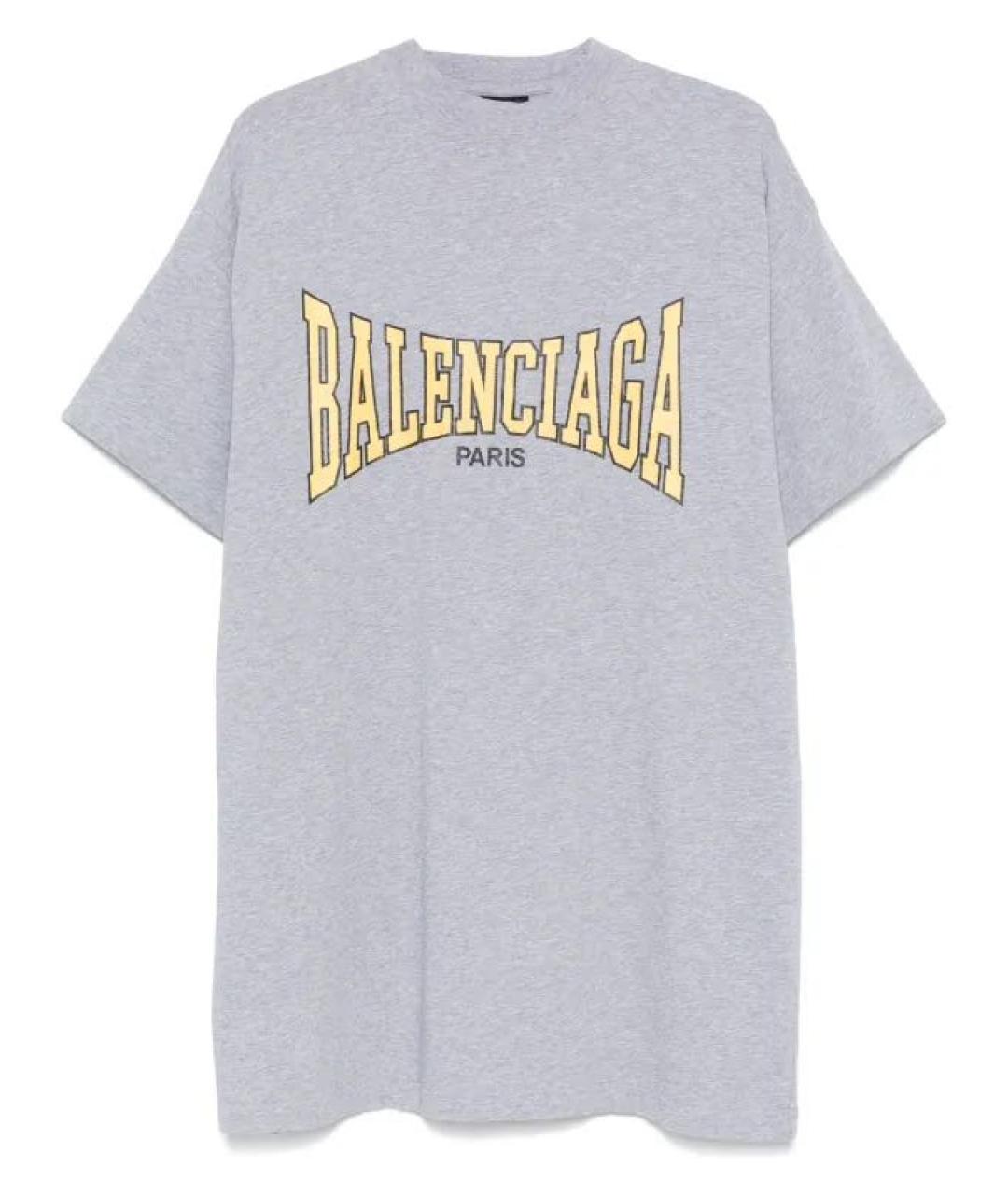 BALENCIAGA Серая хлопковая футболка, фото 1