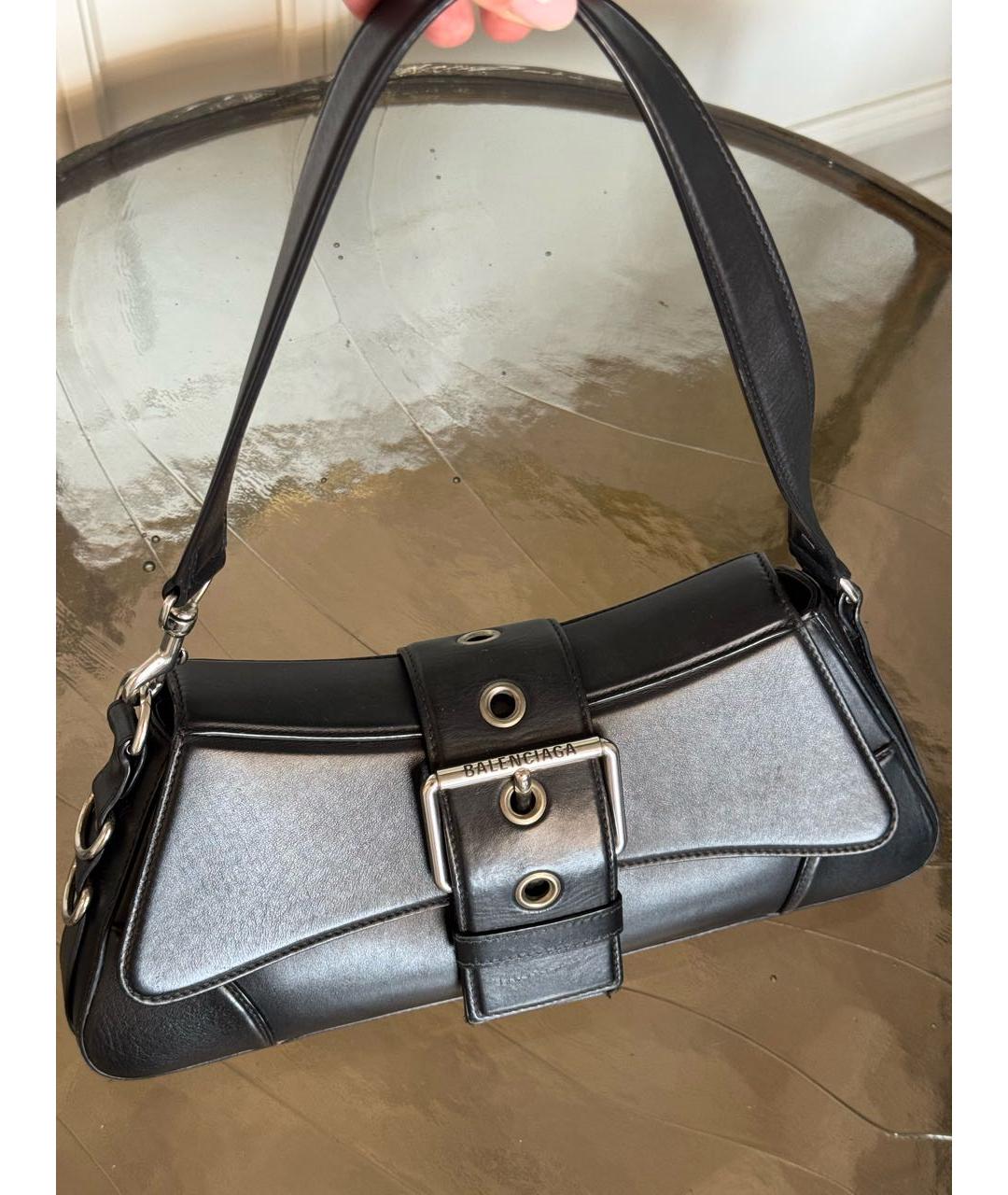 BALENCIAGA Черная кожаная сумка с короткими ручками, фото 3