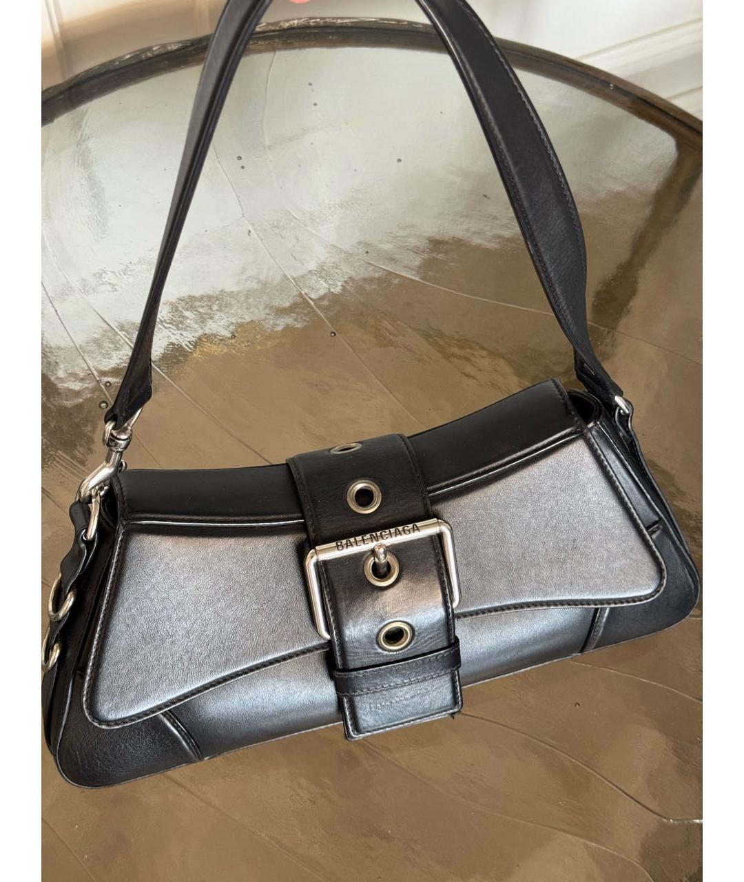 BALENCIAGA Черная кожаная сумка с короткими ручками, фото 2